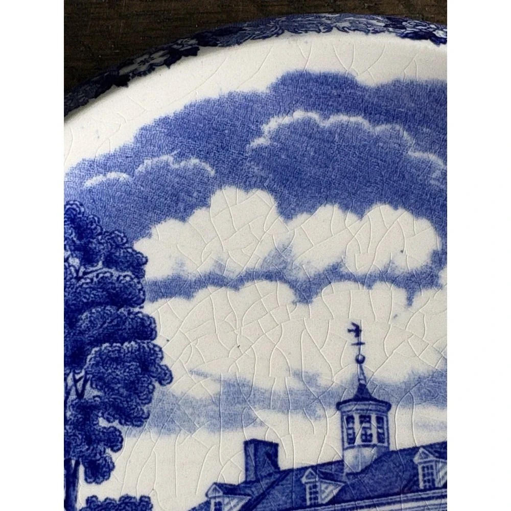 Adams Pottery Blue TransferWare Mt Vernon Tea Pot‎ Trivet Staffordshire England